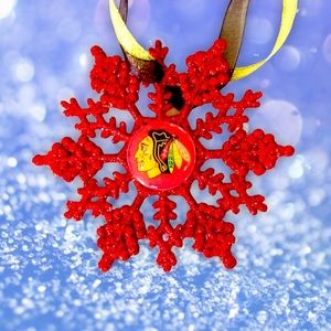 Chicago BLACKHAWKS Hockey Handmade Snowflake *NEW*